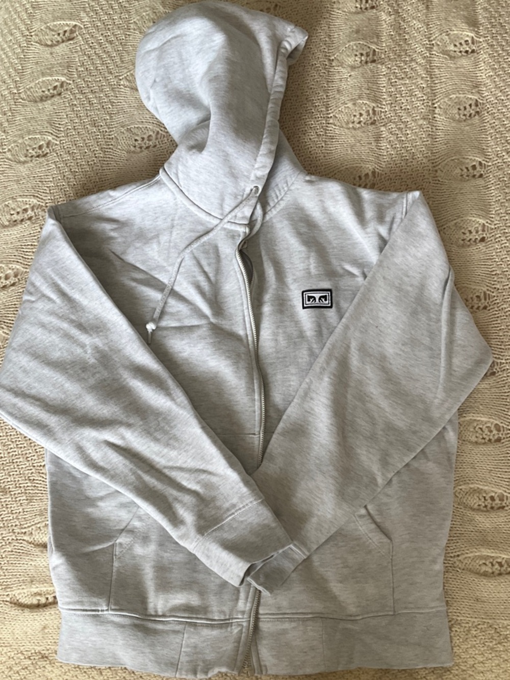 OBEY Light Gray Zip-Up Hoodie Sweatshirt
